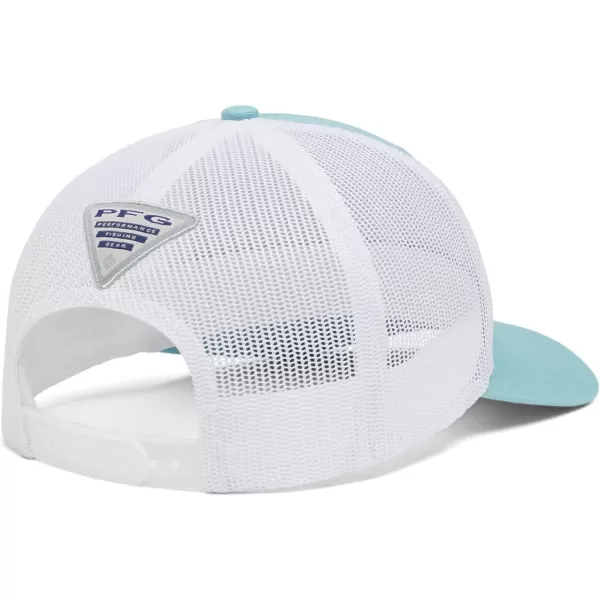 Columbia Womens PFG Logo Mesh Ball CapHigh CrownSea WaveWhite