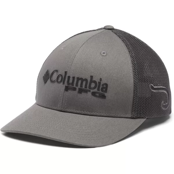 Columbia Womens PFG Logo Mesh Ball CapHigh CrownTitaniumBlackHook