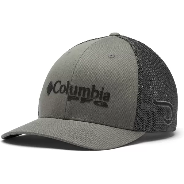 Columbia Womens PFG Logo Mesh Ball CapHigh CrownTitaniumBlackHook