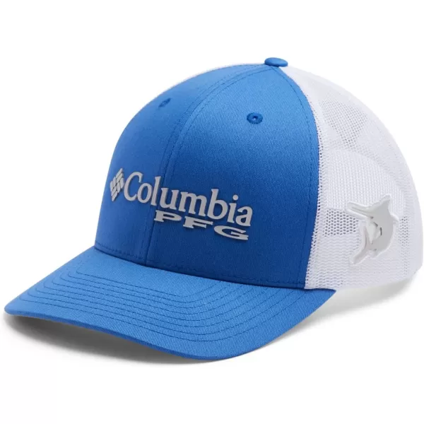 Columbia Womens PFG Logo Mesh Ball CapHigh CrownVivid Blue  Marlin