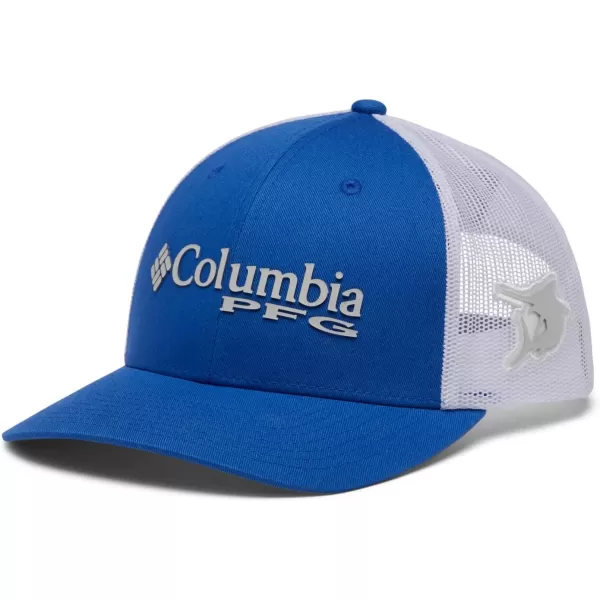 Columbia Womens PFG Logo Mesh Ball CapHigh CrownVivid Blue  Marlin