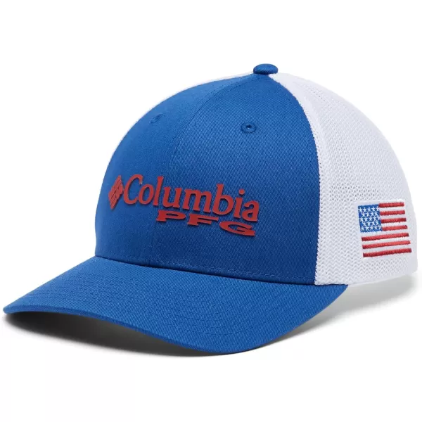 Columbia Womens PFG Logo Mesh Ball CapMountain BlueUs Flag