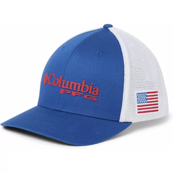 Columbia Womens PFG Logo Mesh Ball CapMountain BlueUs Flag