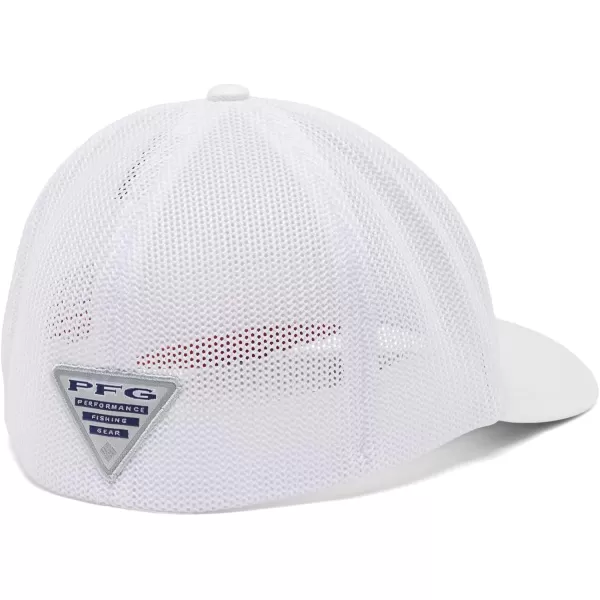 Columbia Womens PFG Logo Mesh Ball CapWhiteVivid BlueUsa Flag