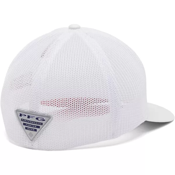 Columbia Womens PFG Logo Mesh Ball CapWhiteVivid BlueUsa Flag