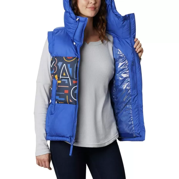 Columbia Womens Pike Lake Ii Insulated VestLapis BlueDark Nocturnal Typo Multi Pr