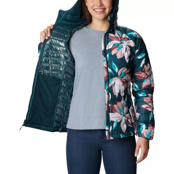 Columbia Womens Powder Lite Hooded JacketNight Wave Poinsettia Print