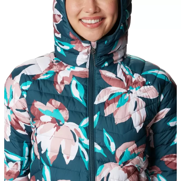 Columbia Womens Powder Lite Hooded JacketNight Wave Poinsettia Print