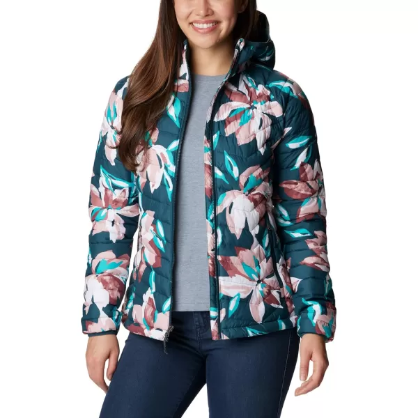 Columbia Womens Powder Lite Hooded JacketNight Wave Poinsettia Print