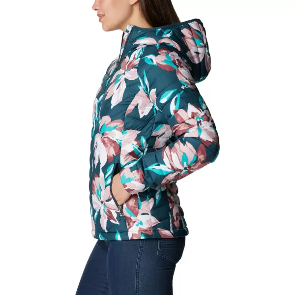 Columbia Womens Powder Lite Hooded JacketNight Wave Poinsettia Print