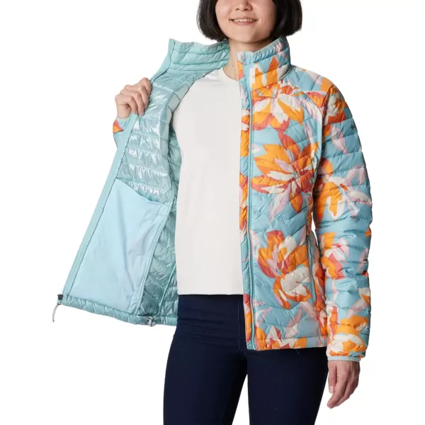 Columbia Womens Powder Lite JacketAqua Haze Poinsettia Print