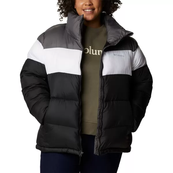 Columbia Womens Puffect Color Blocked JacketBlackWhiteCity Grey