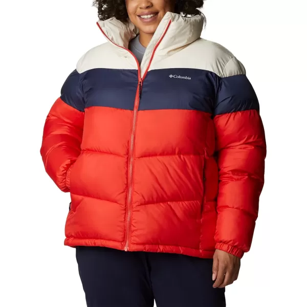 Columbia Womens Puffect Color Blocked JacketBold OrangeNocturnalChalk