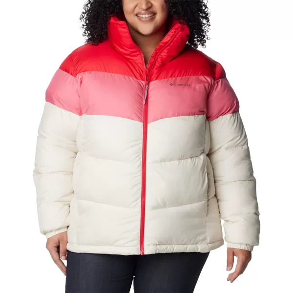 Columbia Womens Puffect Color Blocked JacketChalkCamellia RoseRed Lily