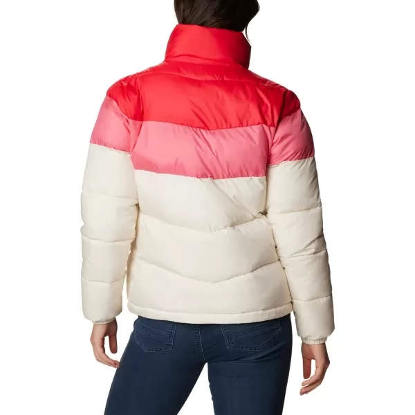 Columbia Womens Puffect Color Blocked JacketChalkCamellia RoseRed Lily