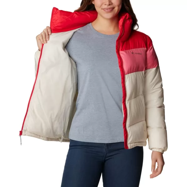 Columbia Womens Puffect Color Blocked JacketChalkCamellia RoseRed Lily