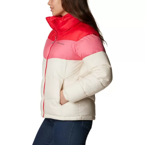 Columbia Womens Puffect Color Blocked JacketChalkCamellia RoseRed Lily