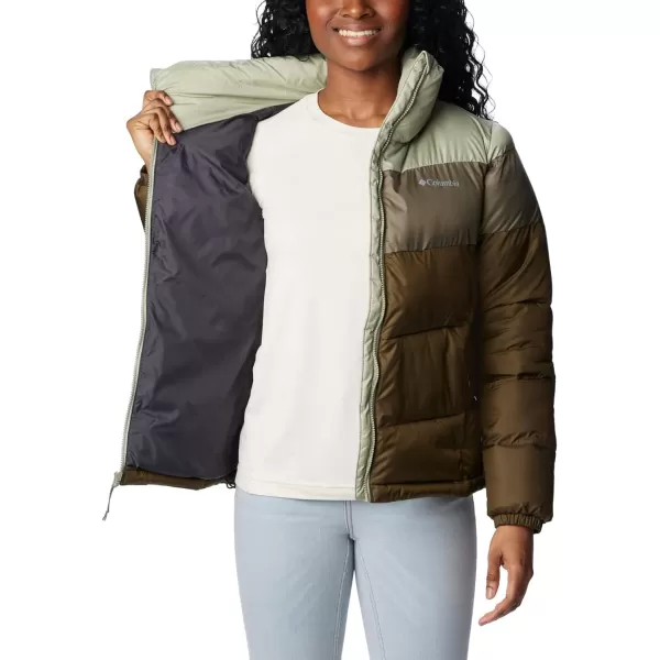 Columbia Womens Puffect Color Blocked JacketOlive GreenStone GreenSafari