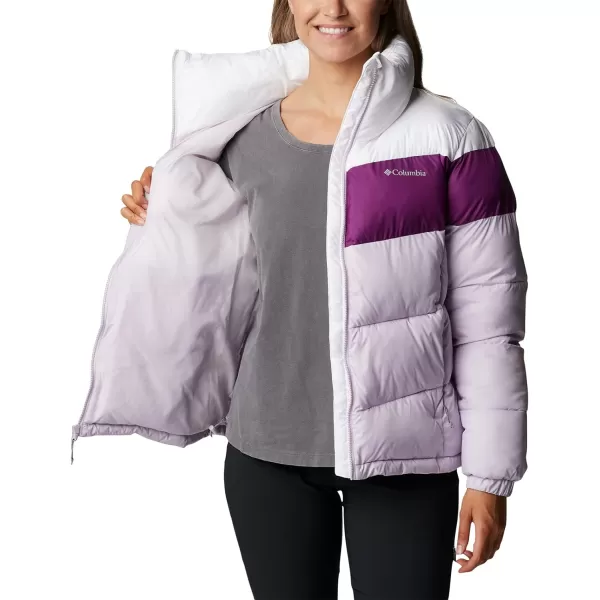 Columbia Womens Puffect Color Blocked JacketPale LilacPlumWhite