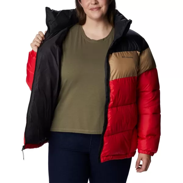 Columbia Womens Puffect Color Blocked JacketRed LilyBeachBlack