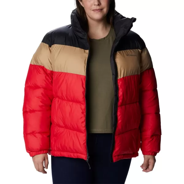 Columbia Womens Puffect Color Blocked JacketRed LilyBeachBlack