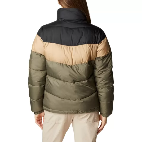 Columbia Womens Puffect Color Blocked JacketStone GreenBeachBlack