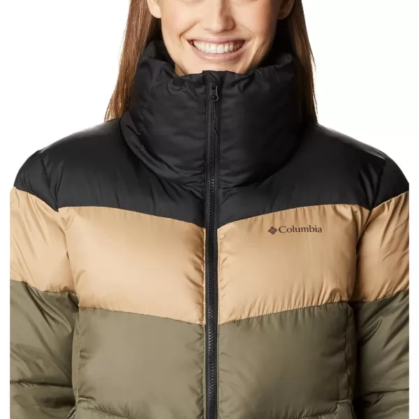 Columbia Womens Puffect Color Blocked JacketStone GreenBeachBlack