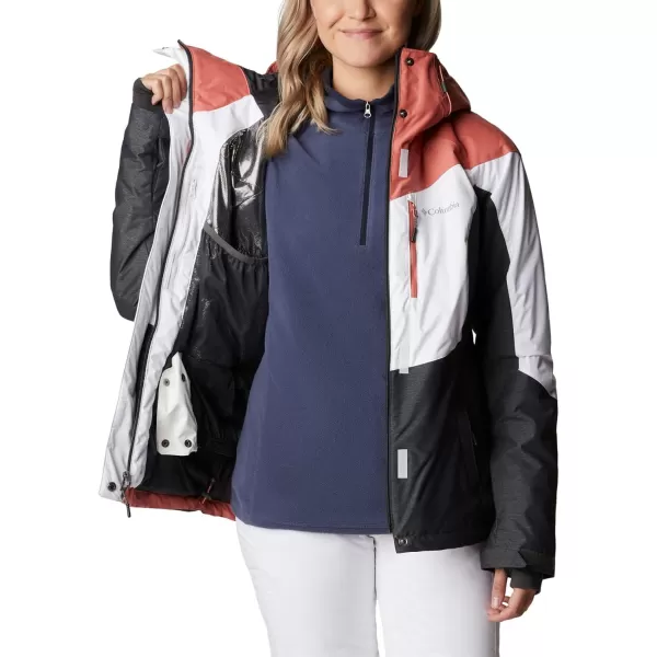 Columbia Womens Rosie Run Insulated JacketWhiteDark Coral HeatherShark Heather