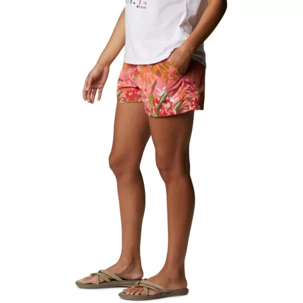 Columbia Womens Sandy River Ii Printed ShortSalmonMagnolia Print