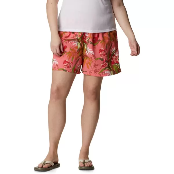 Columbia Womens Sandy River Ii Printed ShortSalmonMagnolia Print