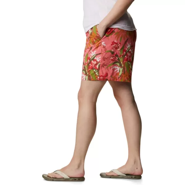 Columbia Womens Sandy River Ii Printed ShortSalmonMagnolia Print