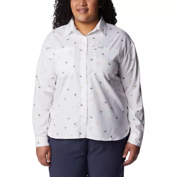 Columbia Womens Silver Ridge Utility Patterned Long Sleeve ShirtWhiteBaja Blitz