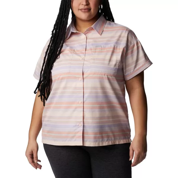 Columbia Womens Silver Ridge Utility Short Sleeve ShirtPeachPainted Hills Stripe