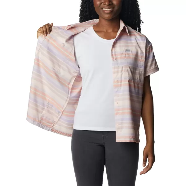 Columbia Womens Silver Ridge Utility Short Sleeve ShirtPeachPainted Hills Stripe