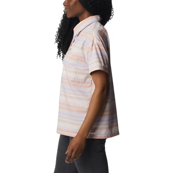 Columbia Womens Silver Ridge Utility Short Sleeve ShirtPeachPainted Hills Stripe