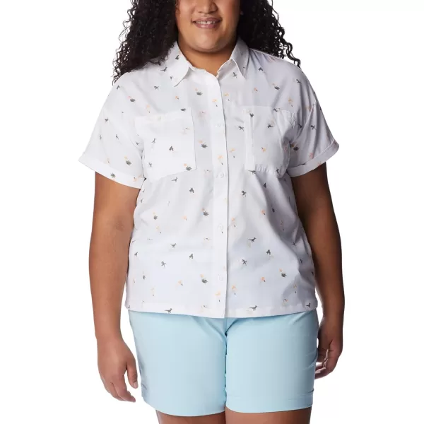 Columbia Womens Silver Ridge Utility Short Sleeve ShirtWhiteBaja Blitz