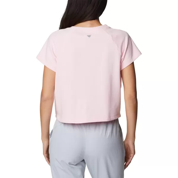 Columbia Womens Slack Water French Terry Short Sleeve ShirtSatin Pink