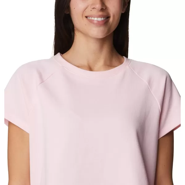 Columbia Womens Slack Water French Terry Short Sleeve ShirtSatin Pink