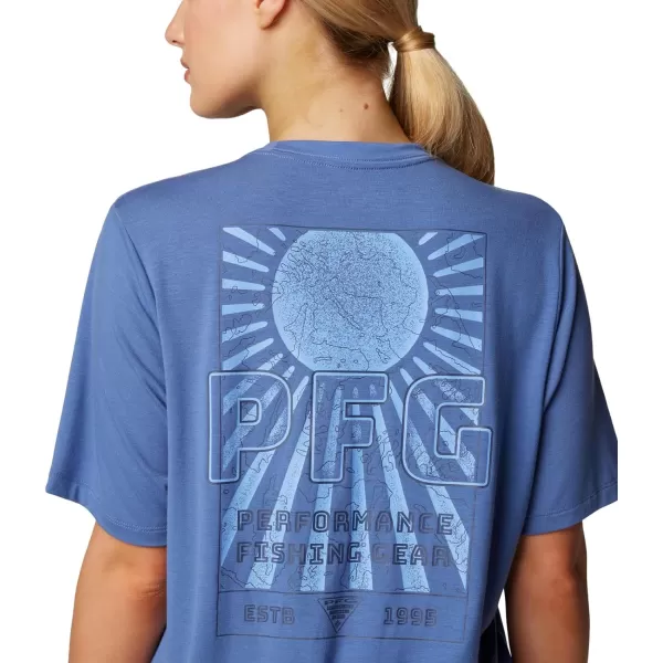Columbia Womens Standard PFG Uncharted Tech Tee Short SleeveBluebellW Uncharted