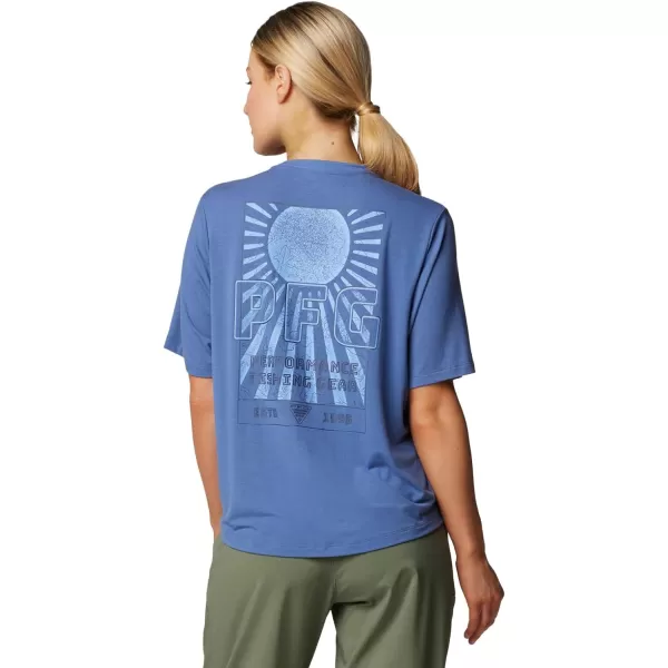 Columbia Womens Standard PFG Uncharted Tech Tee Short SleeveBluebellW Uncharted