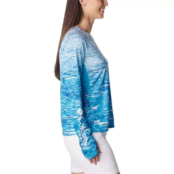 Columbia Womens Standard Super Tidal Tee Vent Long SleeveOcean Blue Digiscale Fade