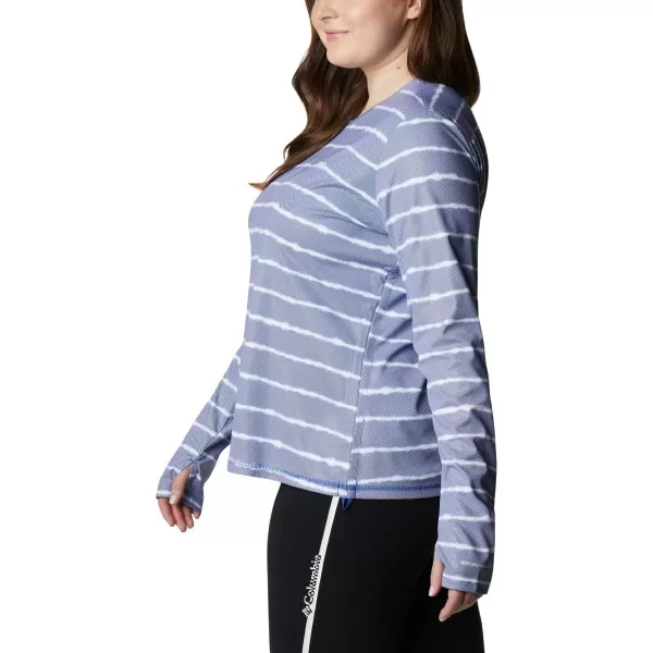Columbia Womens Standard W Sun Deflector Summerdry Ls ShirtLapis Blue Tie Dye Stripe