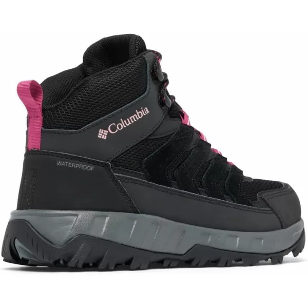 Columbia Womens Strata Trail Mid Waterproof Hiking ShoeBlackSalmon Rose