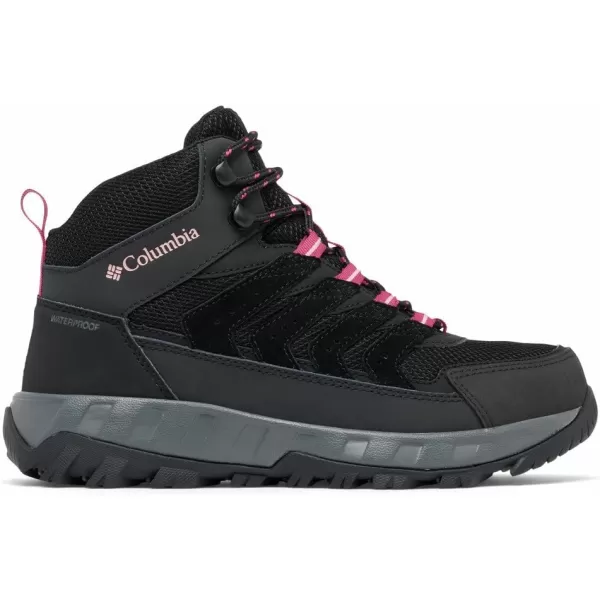 Columbia Womens Strata Trail Mid Waterproof Hiking ShoeBlackSalmon Rose