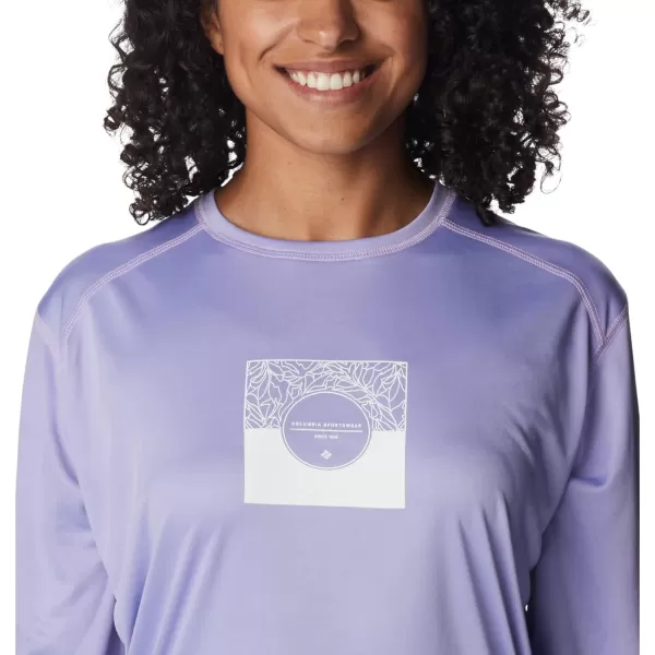 Columbia Womens Summerdry Graphic Long Sleeve TeeFrosted PurpleCsc Split Leaves Graphic