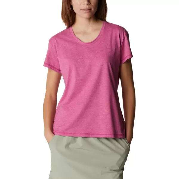 Columbia Womens Sun Trek Ss TeeWild Fuchsia Heather