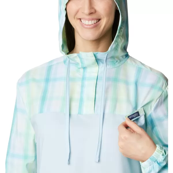 Columbia Womens Super Tamiami HoodieSpring BlueKey West Sea Blur Check