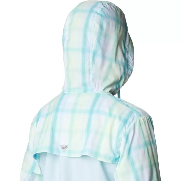 Columbia Womens Super Tamiami HoodieSpring BlueKey West Sea Blur Check