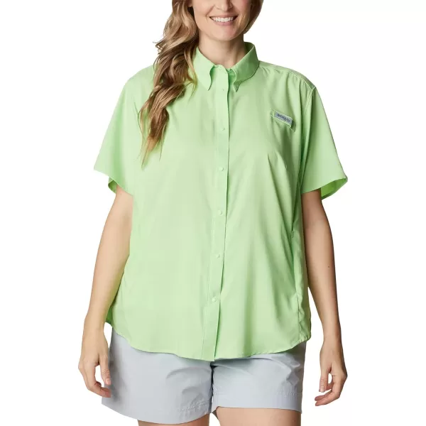 Columbia Womens Tamiami II Plus Size Short Sleeve ShirtLime Glow