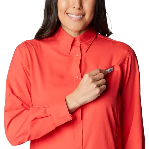 Columbia Womens Tamiami Ii Long Sleeve ShirtRed Hibiscus